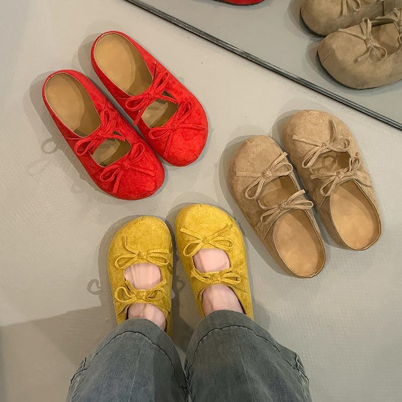 Thick bottom heightening retro women's early spring new fashion versatile bow bag head half slippers outer wear