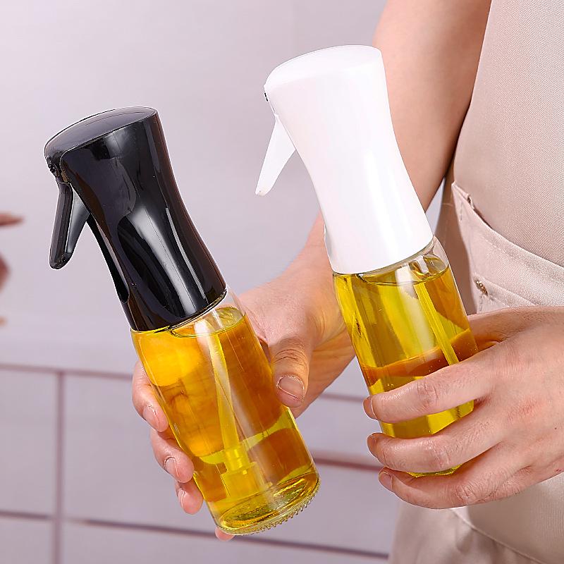 220ml Transparent Glass Oil Spray Bottle with Push-Type Dispenser