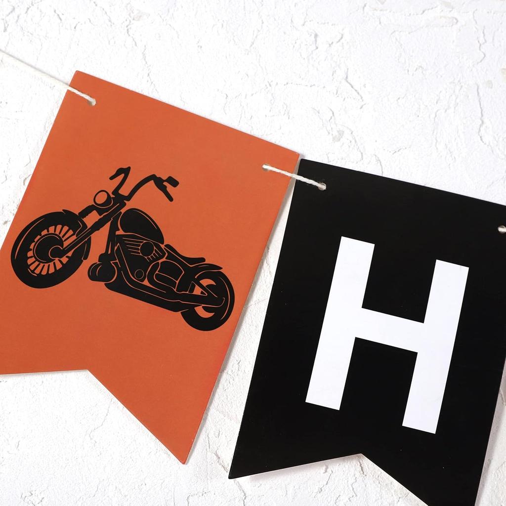 Motorcycle Birthday Banner - Harley Pired Birthday Banner, Harley Party Decor, Motorcycle Party Decor