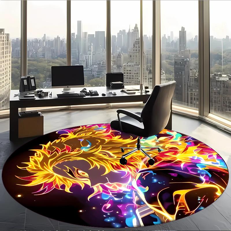 Kyojuro (5) Round Office Rug Decorative Floor Rug for Office Bedroom Living Room and Home Space