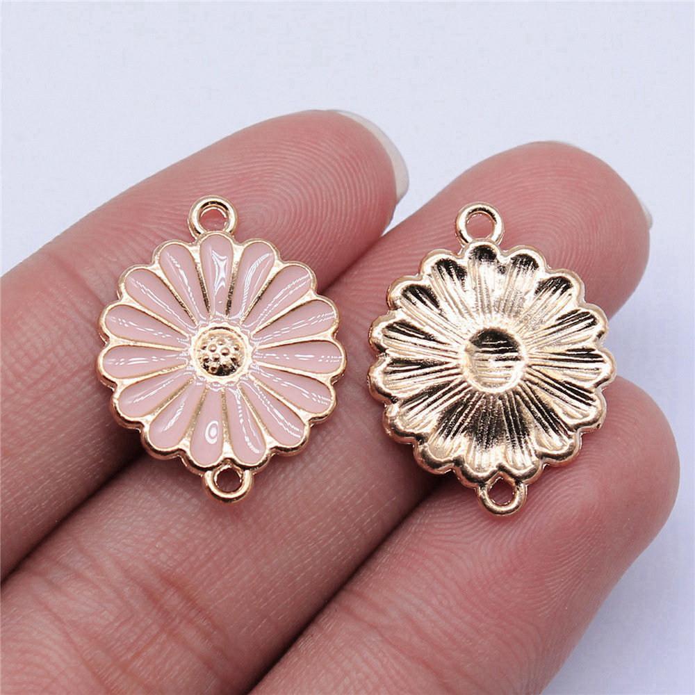 

Подвеска с эмалью в виде цветка растения, женские украшения, креативное ремесло A06-10pcs-23x18mm