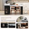 Kitchen Island with Casters, Extendable Dining Table with Foldable Tabletop, Bar Table with Power Strips and Hooks (black)
