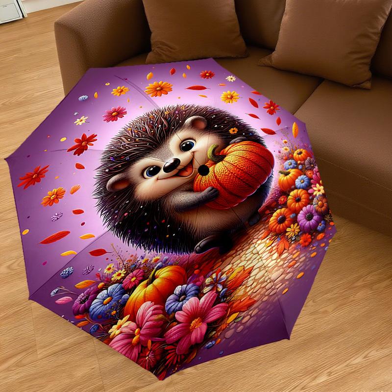 1PC Hedgehog, PumpkinAutomatic Open/Close Umbrella with Windproof, 8-Rib Sturdy Canopy, Durable Ribs, Fashionable Design1262A