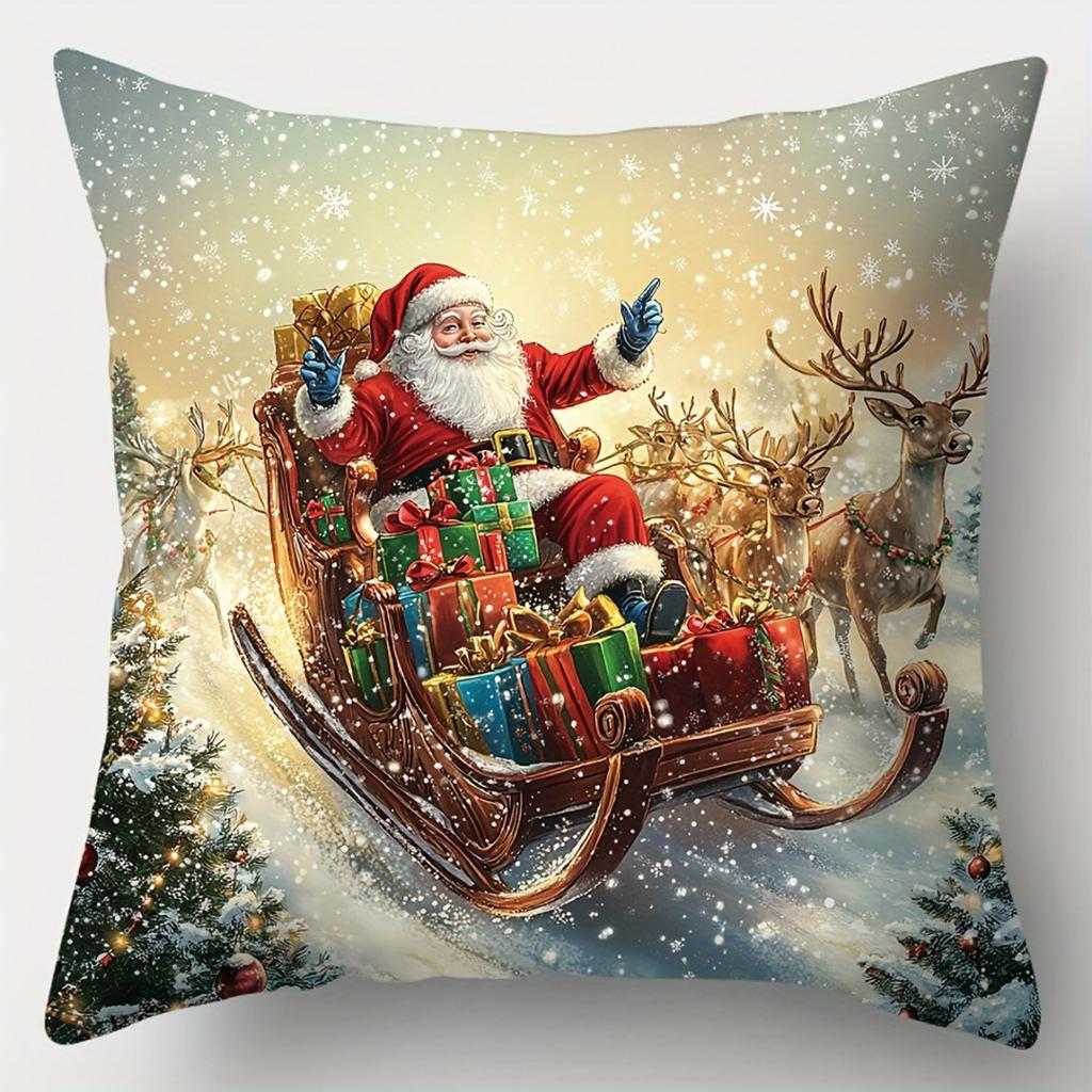 1pc Christmas Cushion Cover Snowman Santa Claus Deer Durable Cover 2025 New for Home Ornament Xmas New Year Christmas Decoration
