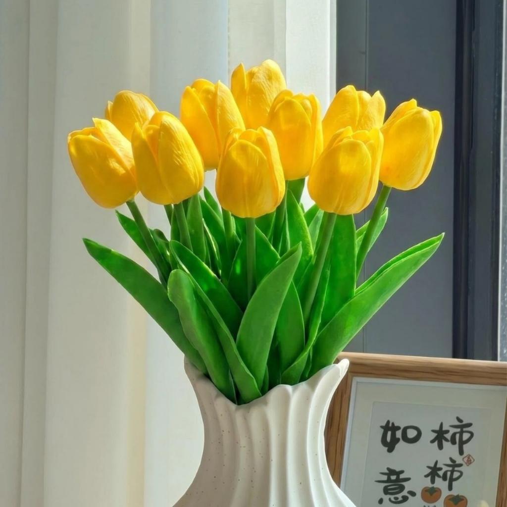 10Pcs Tulip Flowers Artificial Tulip Bouquet PE Foam Fake Flower for Wedding Ceremony Decor Home Garden Bouquet Decoration