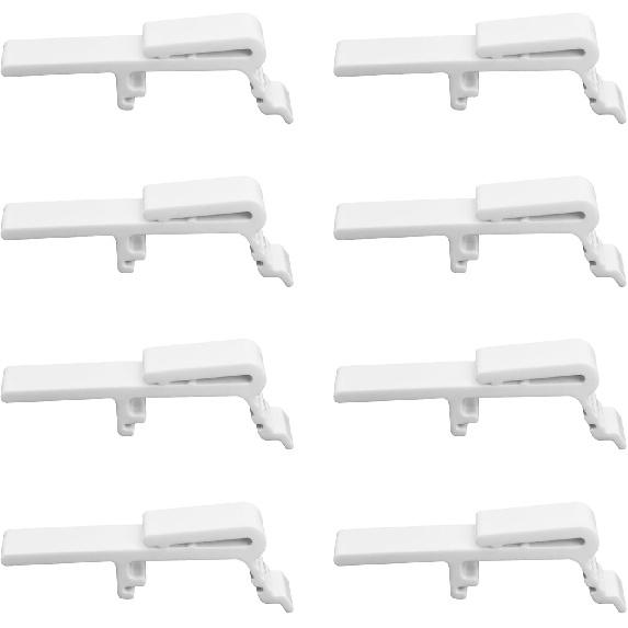 8PCS Vertical Blind Valance Clips & Dust Cover Brackets, Fits 1-1/2" & 1-9/16" Headrail, White Plastic Retainer Clips Replacement Parts
