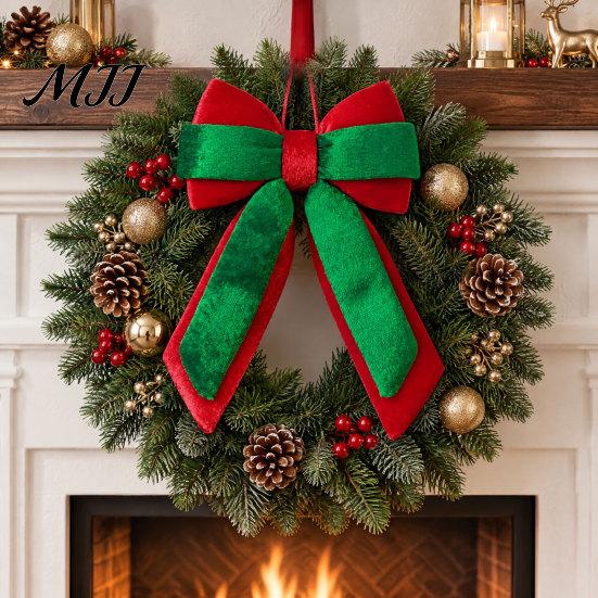 High Quality Fabric Bows Velvet Christmas Bow, Color Contrasting Wreath Bows, Holiday Home Accents Bowknot Accessories for Wreath, Xmas Tree, Wedding