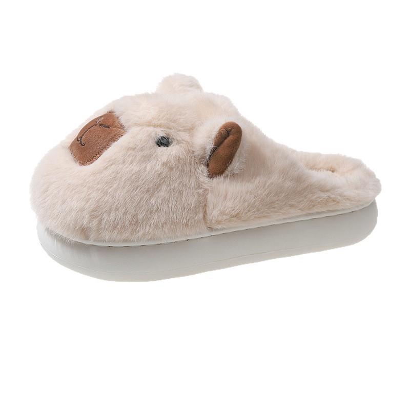 2025 New Plush Slippers Autumn and Winter Cartoon Cute Girls Warm Fluffy Shoes Casual Suede Flat Cotton Shoes