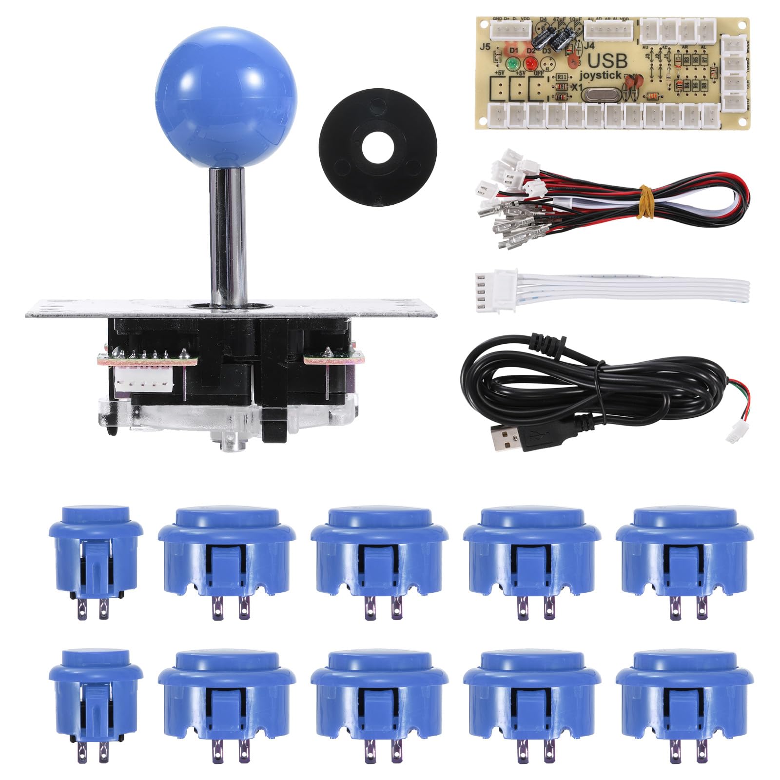 

uxcell ПК джойстик DIY Kit аркадный игровой джойстик DIY часть аркадная кнопка ABS 5 Pin для ПК классический аркадный синий