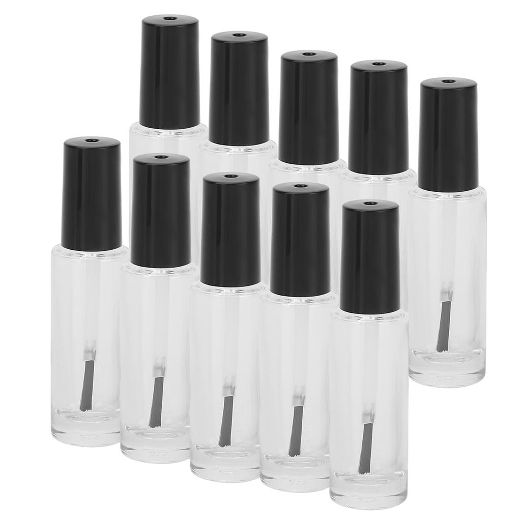 10pcs 8ml Empty Nail Polish Glass Bottles Accessory with Brush Cap Mixing Balls Funnel