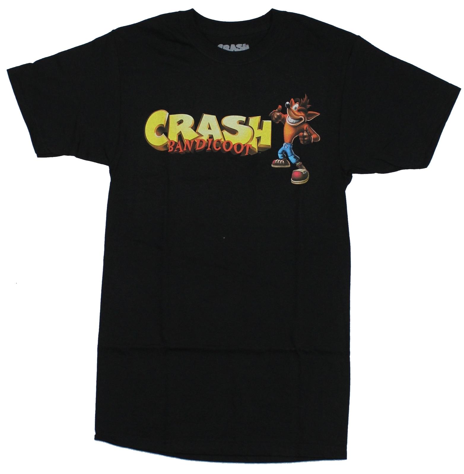 Crash Bandicoot Mens T-Shirt Big logo Little Crash Image L