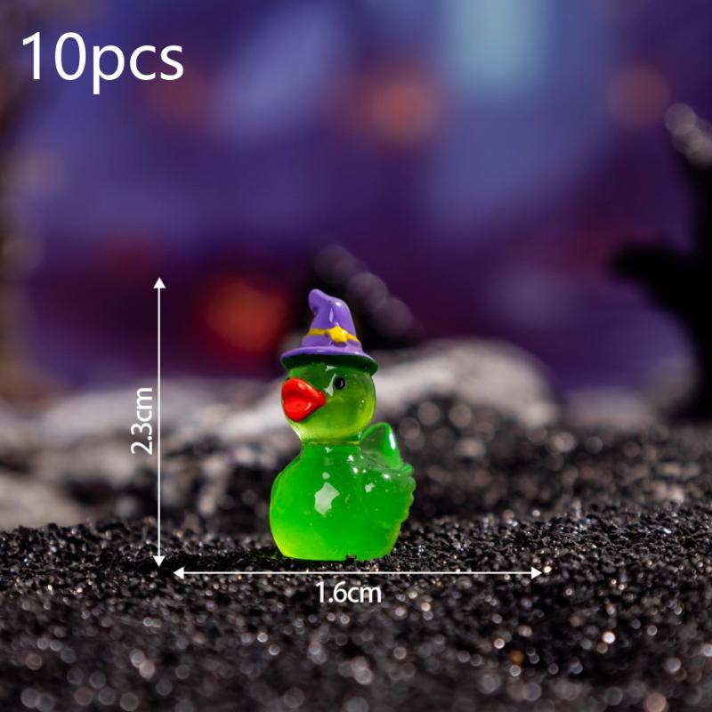 Cute Glow in Dark Mini Magic Hat Duck Figurines Luminous Resin Miniatures for Desk Birthday Party Favors