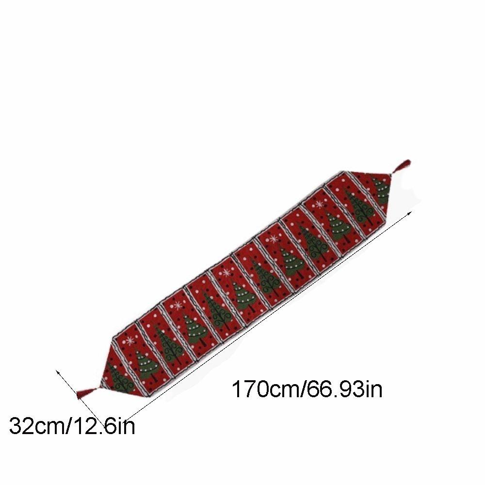 Tassel Christmas Table Runner Long Snowman Printed Table Cover Knitted Cloth Rectangle Tablecloth Festival Party Supplies