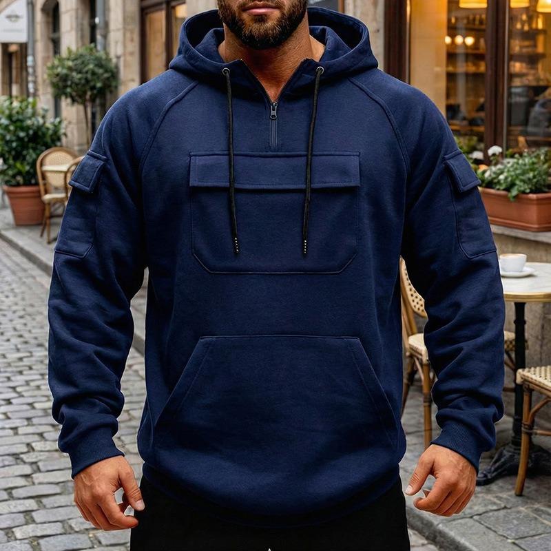 Mens Half Zip Hooded Fleece Sweatshirt