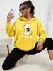 Talks To The Paw Funny Dog Printing Women Hooded Fashion Kawaii Hoodies Autumn Crewneck Warm Hoodie Casual Street Basic Clothing