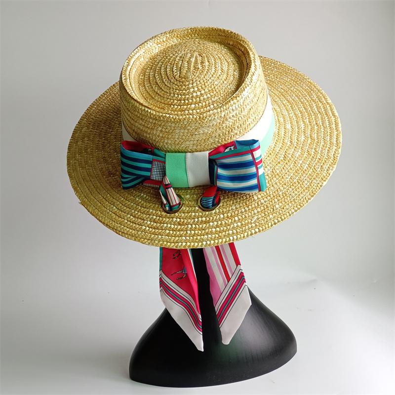 

Straw Hat Ladies Fedora Hats Hepburn hat Shiny Straw Hat European American Retro Gold Braided Female Sunshade Flat Sequins Hat 56-58cm
