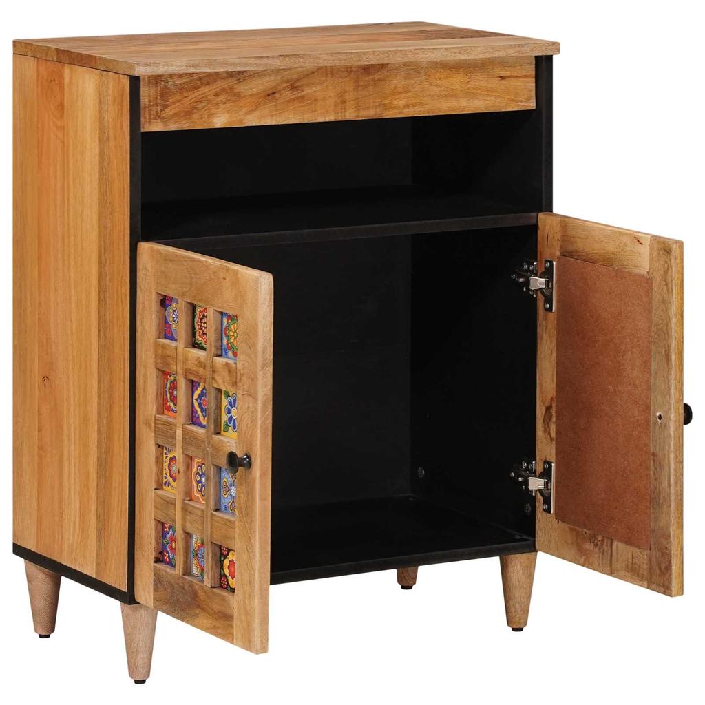 Sideboard with Storage Natural Finish 60 X 33.5 X 75 Cm Solid Mango Wood