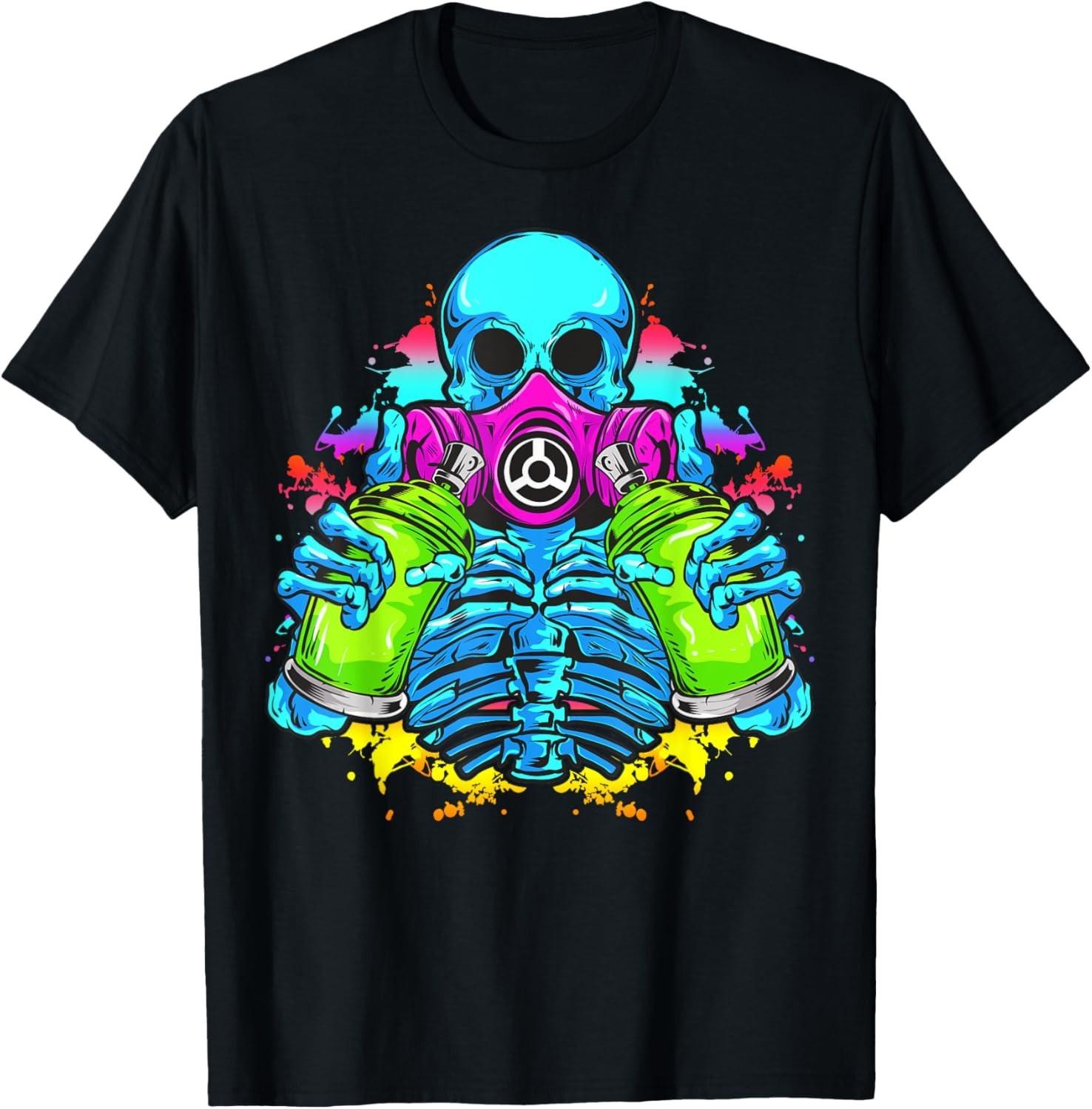 Skull Graffiti Artist_ Fat Cap Spray Cans_ Urban Street Art Gift Unisex T-Shirt S разноцветный