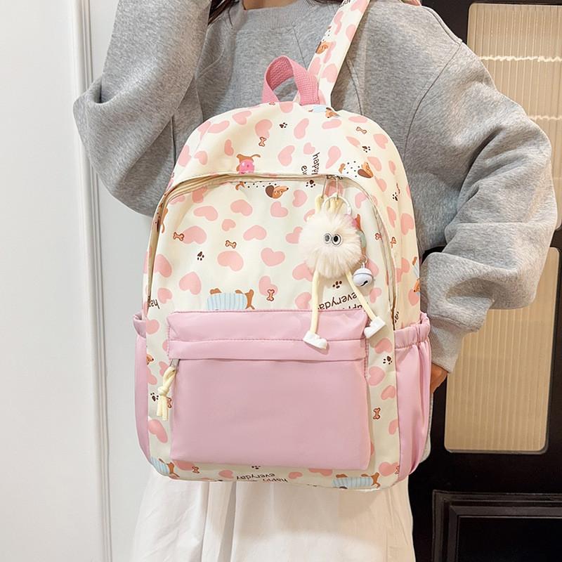 Dog Cartoon Backpack For Teens Large Capacity Nylon Breathable School Bag For Middle School Students