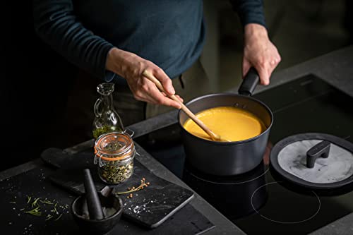 [Officially Imported] Fiskars 20cm Saucepan (with Lid), Induction/Gas Compatible, Non-Stick, "Hard Face" 1052235