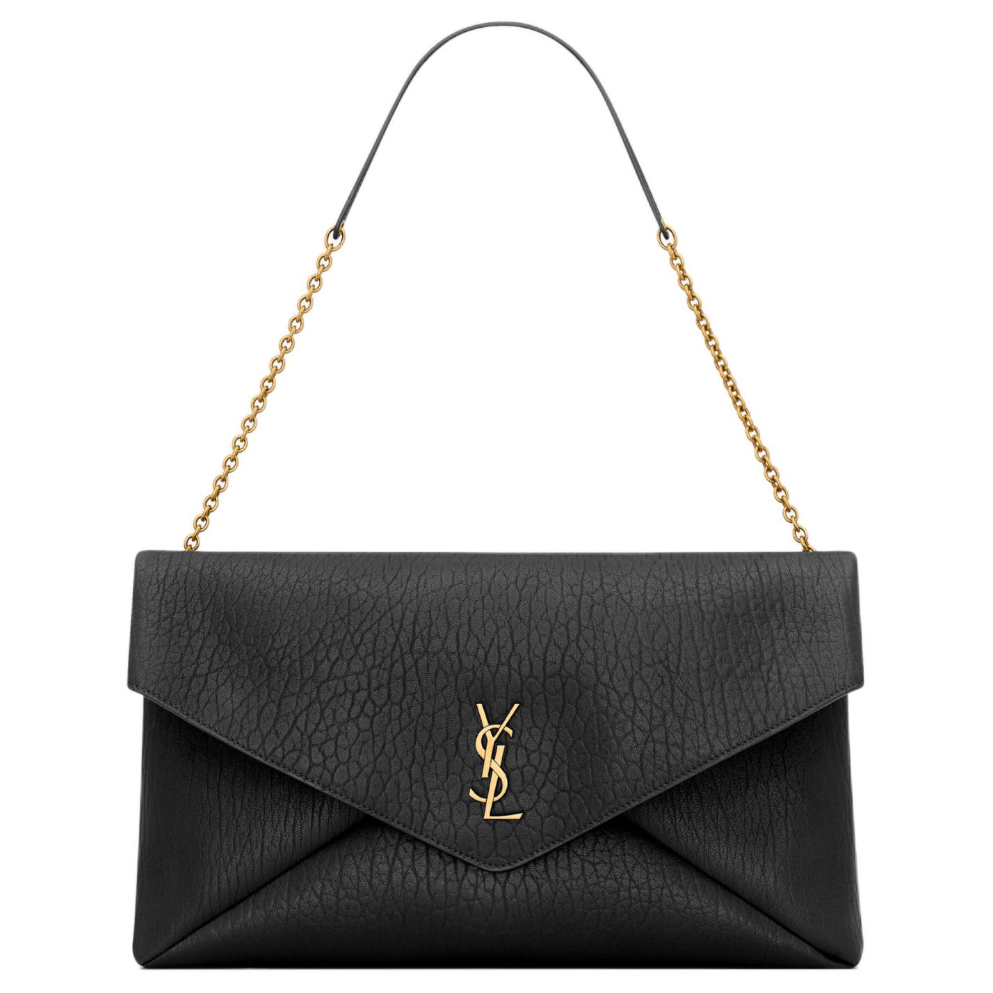 

Saint Laurent Cassandra Brand Logo Antique Bronze Hardware Lambskin Envelope Clutch Handbag Women Handbags Black 841702-AACYT-1000 Basic Set (Bag+Dust Bag)