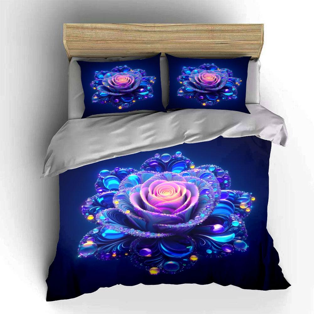 Elegant Floral-Themed Decorative Set Kid'S And Adults' Bedroom Decor, Exquisite Three-Piece Bedding Set Gift