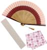 Stylish Business Fan Set with Fan Bag and Plum [Osaka Choseido] Women's Handkerchief, Kasane-Koromo (Red Blossom)