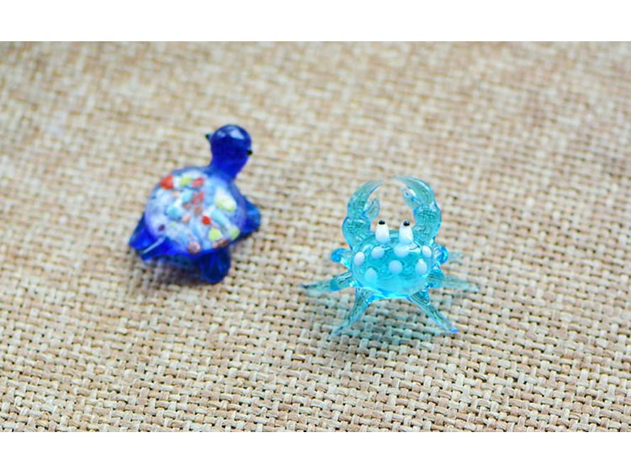 Handcrafted Glass Cartoon Animal Ornaments - Crab & Turtle Decor