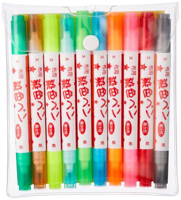 Kiyohara Fabric Dyeing Pen Bold and Fine MFPW10HST Twin, Point, 10-Color Set,