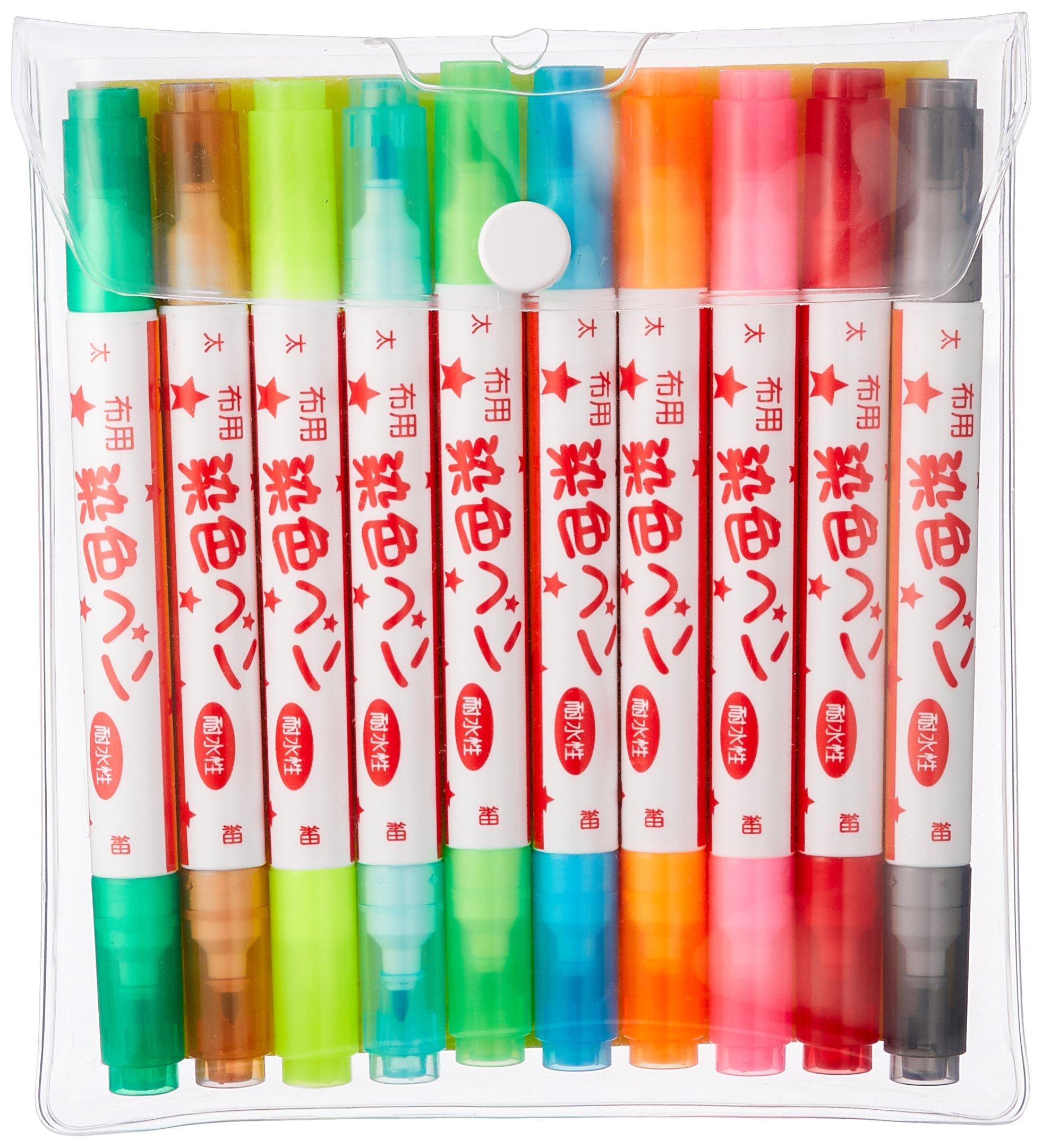 

Kiyohara Текстильный маркер для окрашивания ткани Толстый и Тонкий MFPW10HST Двойной, Точечный, Набор 10 цветов,