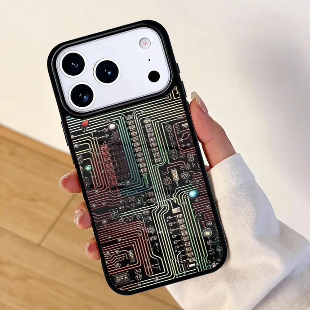 inside Circuit Board Mobile Phone Case for IPhone 17 AIR 16pro Max 15 14 13 12 11 Bumper Cover iPhone 13 mini