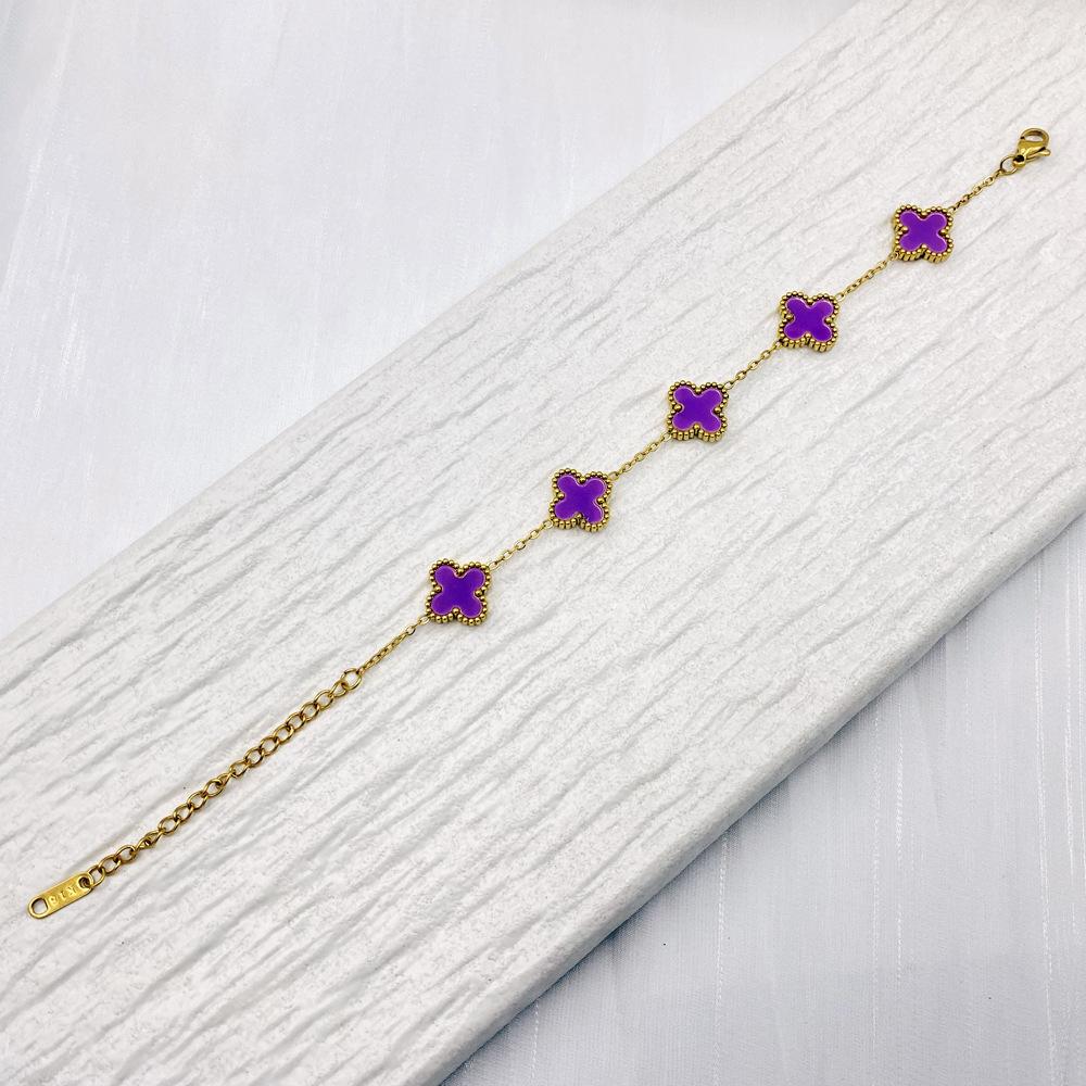 13mm Non-Fading Stainless Steel Four-Leaf Clover Bracelet for Women - Fresh Style