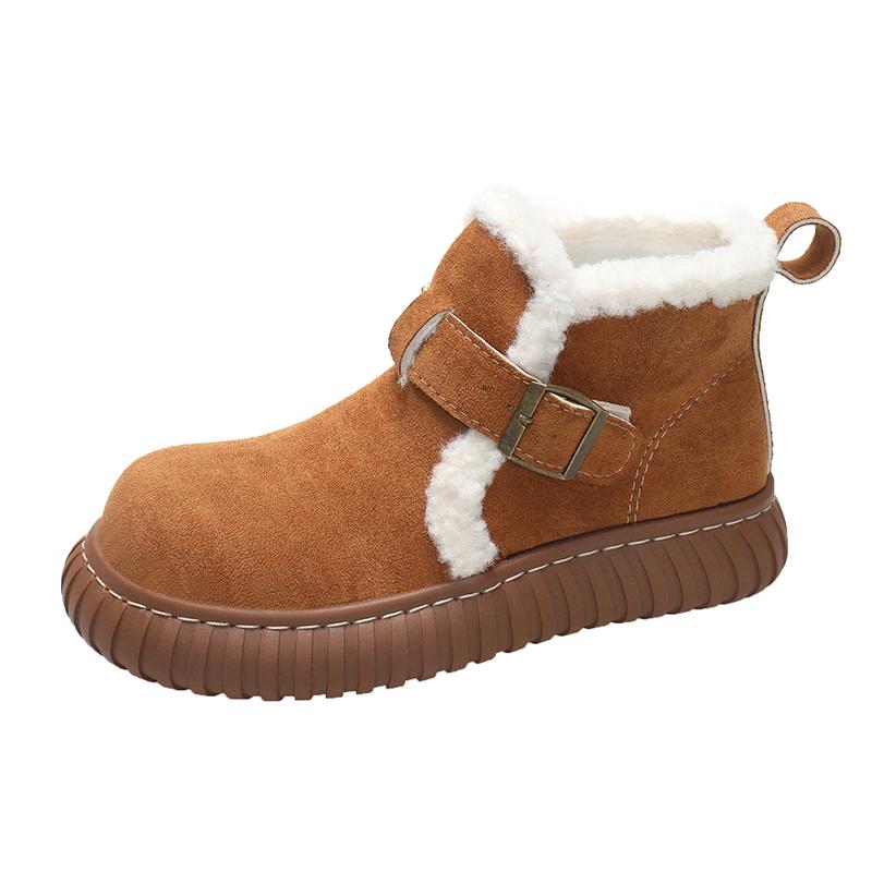 Fashion Aphixta Buckle Dec 4cm Chunky Heel Women Warm Snow Boots Sneaker Shoes Short Plush Ladies Footwear Botas De Invierno Para Mujer