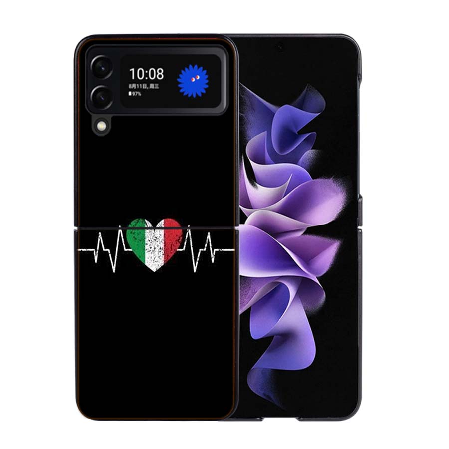 Italy Flag Coque Case For Samsung Galaxy Z Flip 7 6 Flip4 Flip5 Zflip3 Black Hard PC Phone Shell Protective Cover