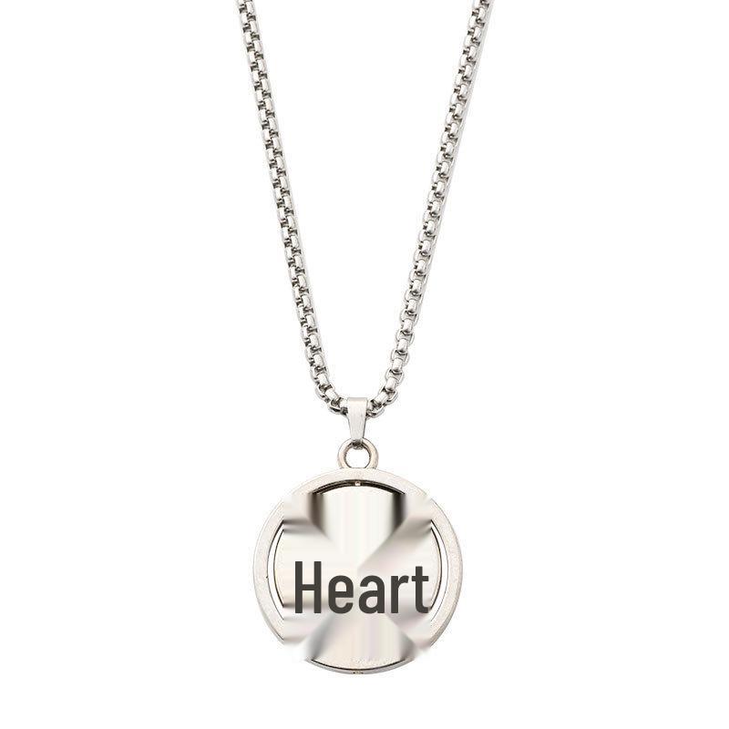 Versatile Smiley Face Double-Sided Rotating Titanium Steel Pendant Necklace for Women - Trendy Hip Hop Sweater Chain