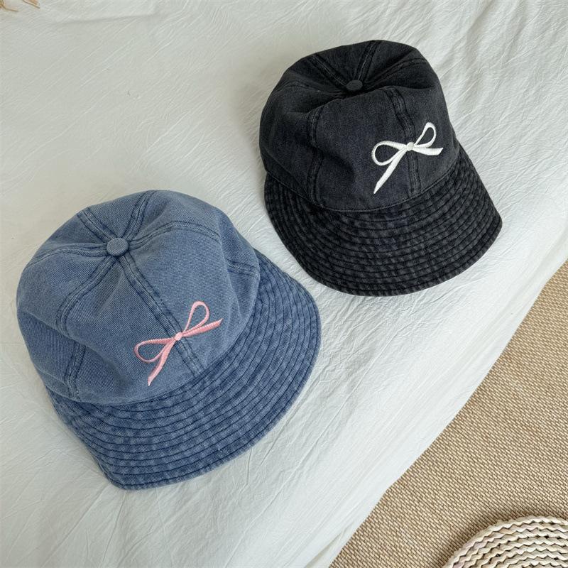 Bow Embroidered Temperament Baseball Hat for Women Japanese High Cloth Outdoor Sunshade Versatile Fisherman Hat