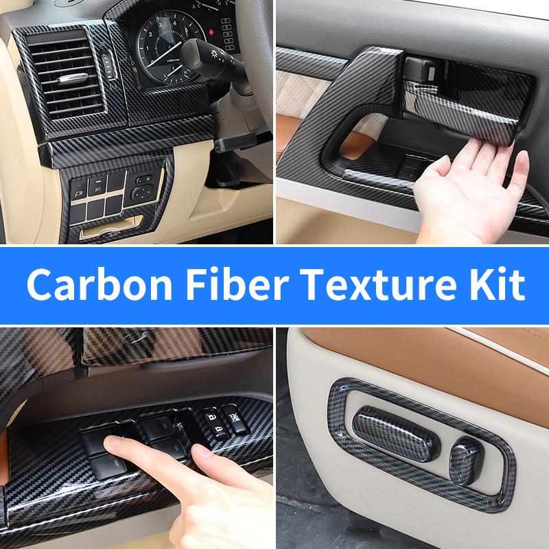 For Toyota Land Cruiser 200 LC200 J200 2008- Fiber Style Door Handle Cover Armrest Trim Interior Styling Upgrade Accessories