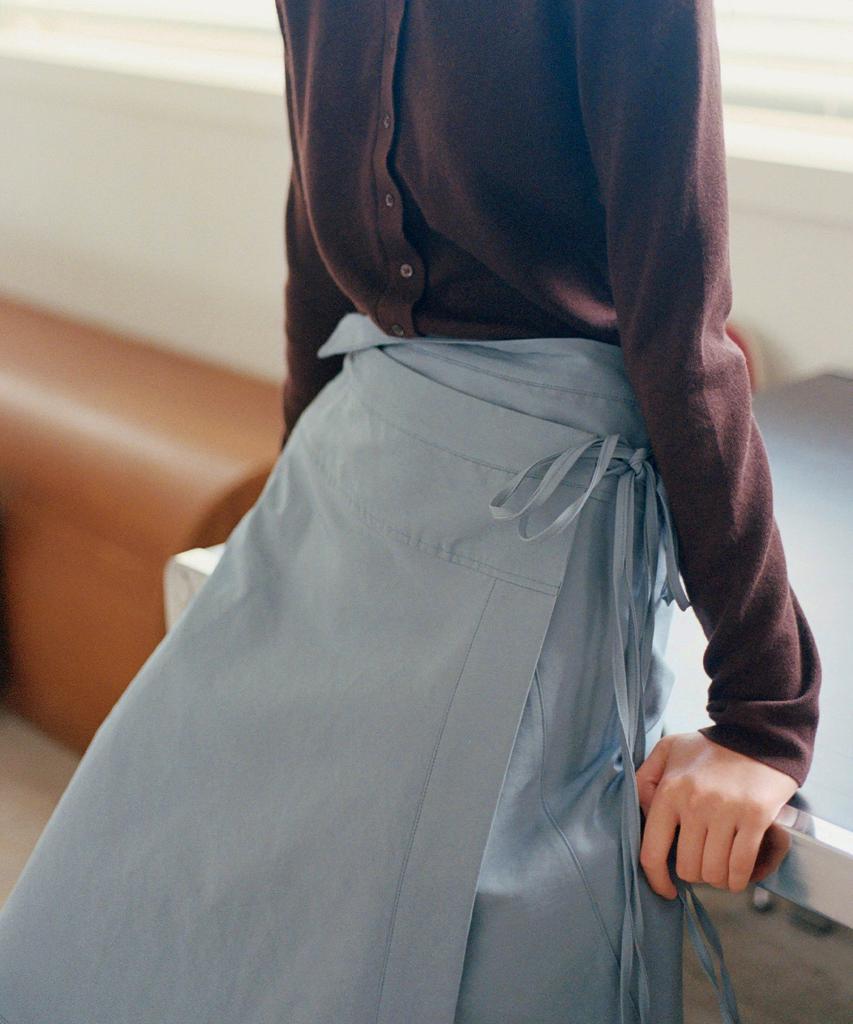 Button Unbalanced Wrap Skirt (2 Colors)