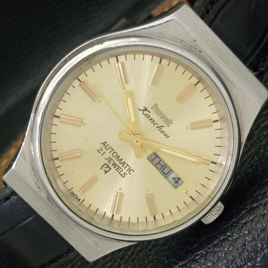 

INDIAN MENS HMT RAJAT 6501 AUTOMATIC DAY&DATE GOLDEN DIAL WATCH a430360-2 R102-a430360