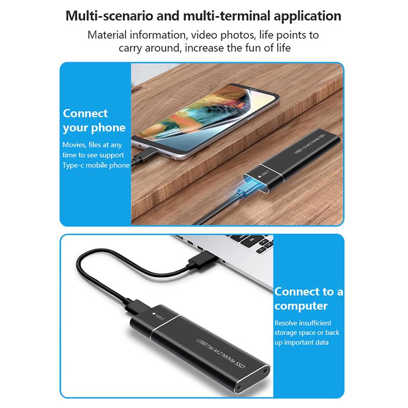 Carcasa SSD M.2 NVMe USB3.1 Almacenamiento Externo Carcasa HDD 10Gbps Caja SSD PCIe Para Disco Duro SSD NGFF SATA Para PC Portátil