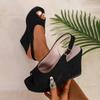 Fashion Comemore Summer Platform Wedges Sandals for Women Black Suede Peep Toe Female Shoes Fashion High Heels Ladies Large Size Sandal