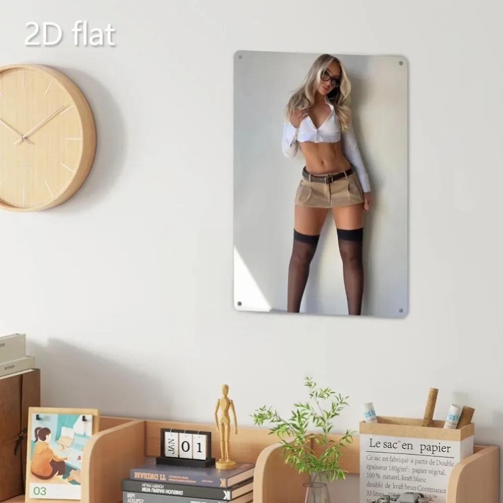Blonde Lady Metal Wall Art - 7.87x11.8in Elegant 2D Iron Plaque, Pre-Drilled Weatherproof for Indoor Outdoor Home Garden Decor