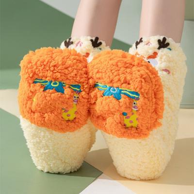 Yousheng 1 Pair Women Plush Fleece Socks Ultra Warm 3D Cartoon Embroidered Socks Elastic Fit Soft Thick Cozy Thermal Socks