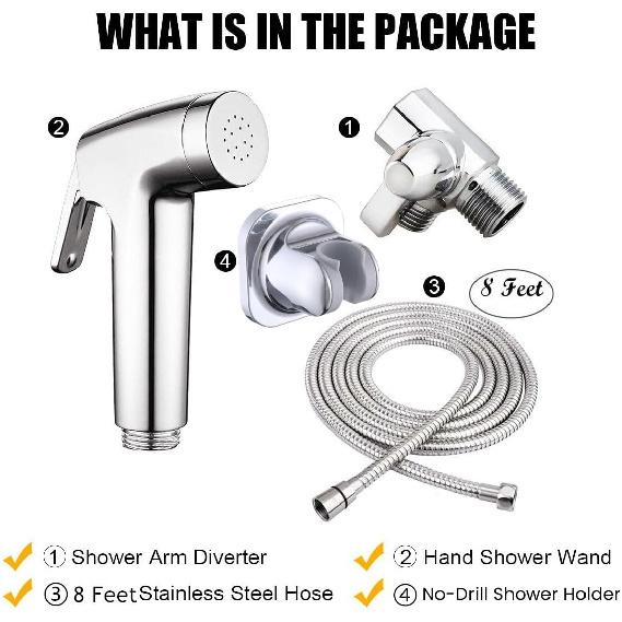 Dog Shower Attachment Set for Pet Bathing and Dog Washing-Dog Shower Sprayer Kit with Hand Held Shower Head and Water Hose and Shower Arm Diverter