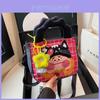 Cute And Quirky Doodle Illustration Canvas Bucket Bag For Women With Large Capacity