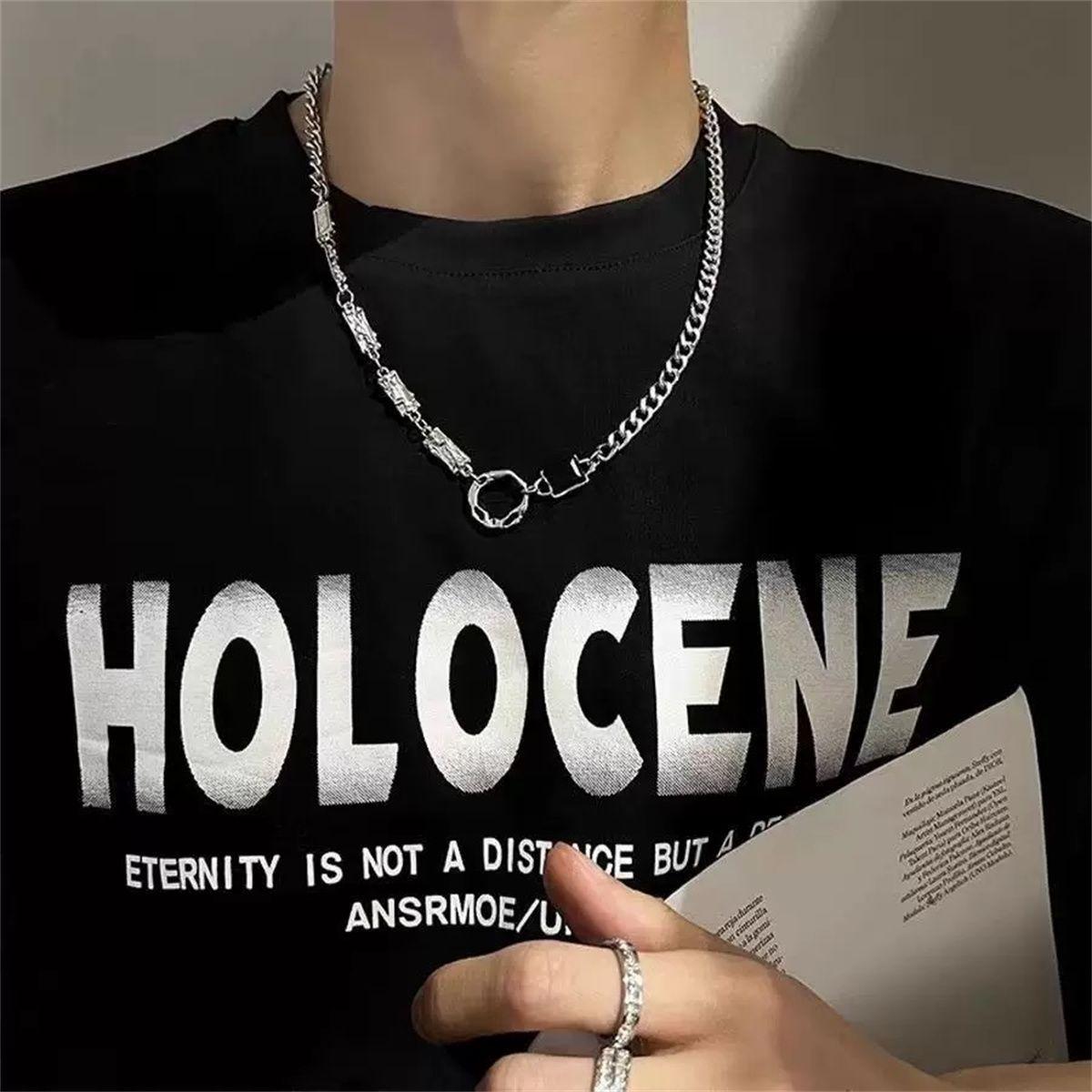 

Tide cool black mosaic love necklace collection niche design sense personalized sweater chain neck chain