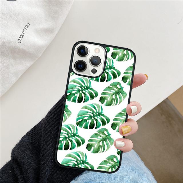 Monstera Leaves Palm Tree Flowers Phone Case Cover For iPhone 17 Air 15 16 Pro Max 14 13 12 11 Pro Max Plus