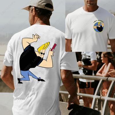 Johnny Bravo Hey Mama Cartoon Network Anos 90 Retro Camiseta Unisex para Fãs dos Anos 90 Camisetas Gráficas Engraçadas Tops Camiseta de Verão Streetwear