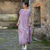 Johnature Women Vintage Dresses Chinese Style O-Neck Short Sleeve Cloths Summer Tie-dye Long Dress