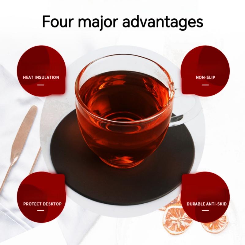 1Pcs Non Slip Round Silicone Drink Coasters Black Cup Coaster For Hot And Cold Beverages Drinks - Anti Stain And Heat Resistant